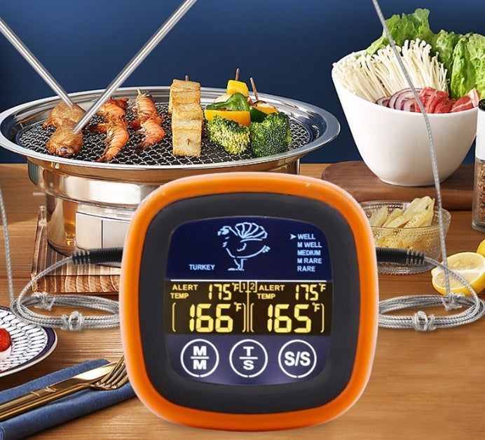 Digital Food Thermometer for Kitchen Oven Cooking - Orange