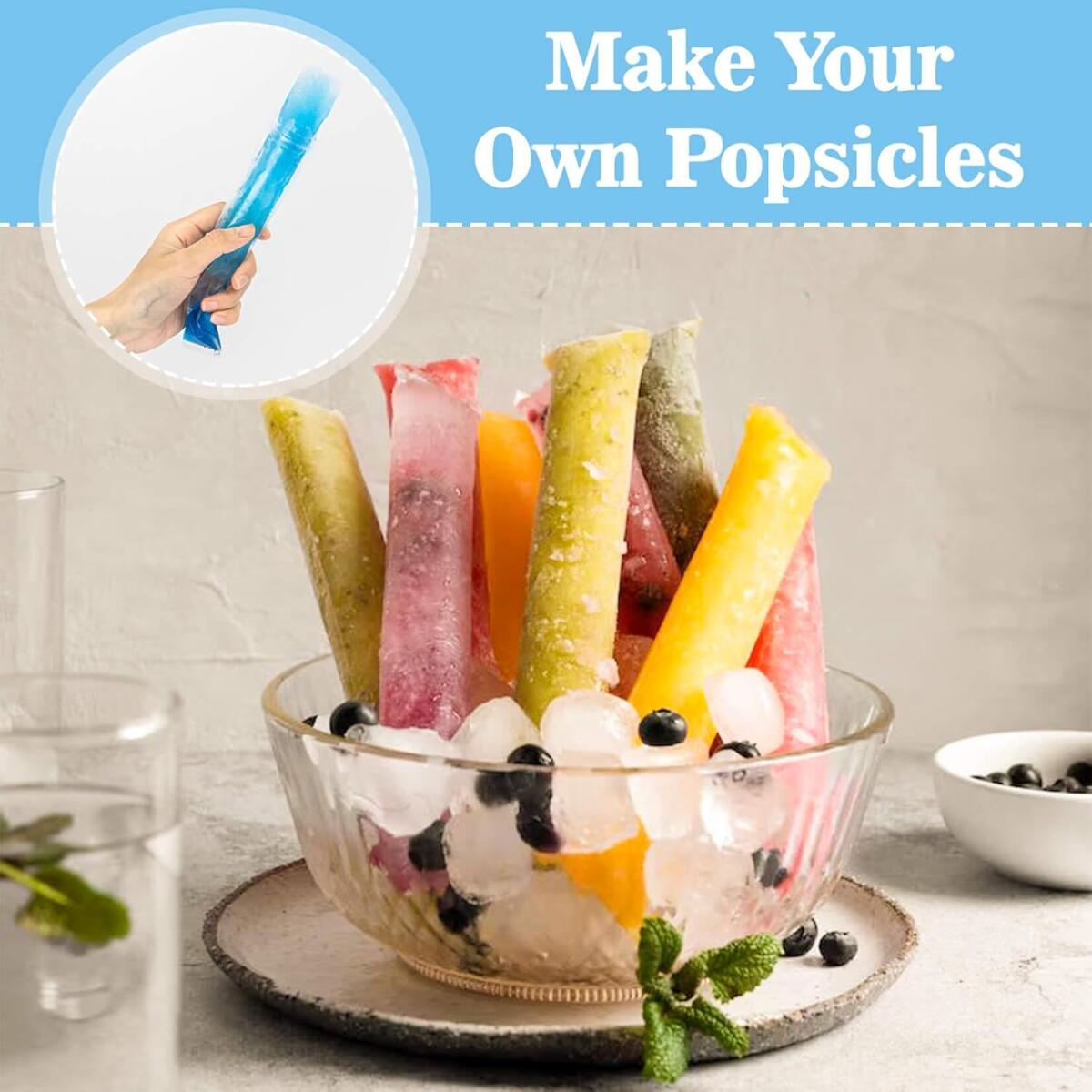 320 Popsicle Bags with 2 Orange Funnels - Ice Pop Pouch Set