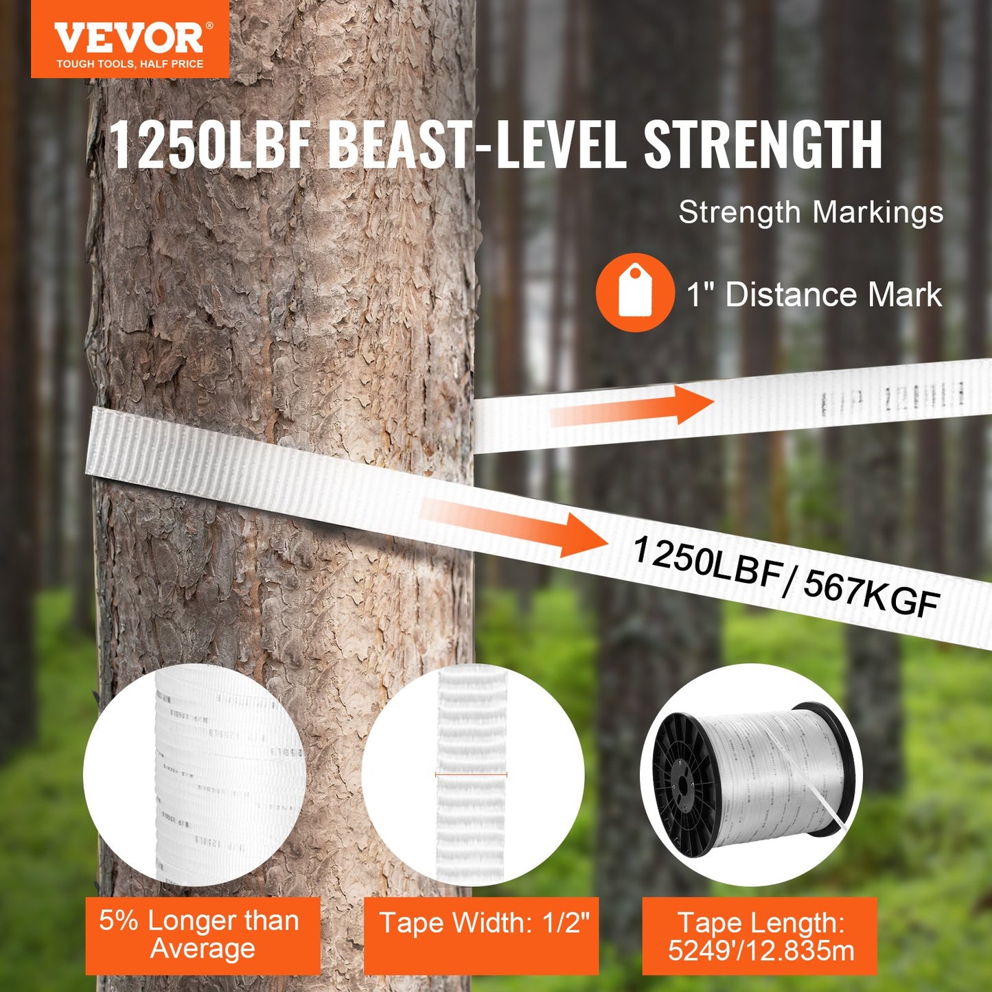 Heavy-Duty Polyester Pull Tape 1/2 Inch x 5249 Feet for Electrical & Gardening