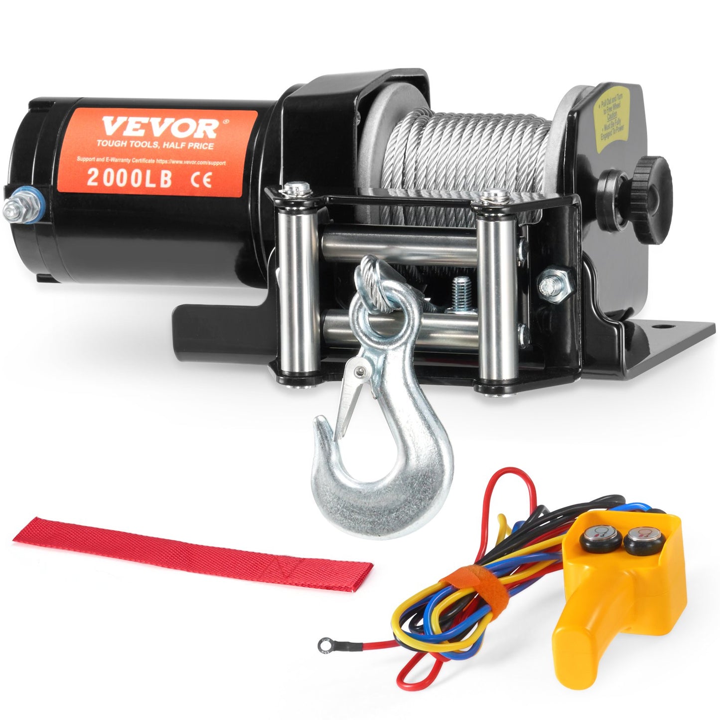 2000Lb Electric Winch for ATV UTV Off-Road Recovery Waterproof Steel Cable