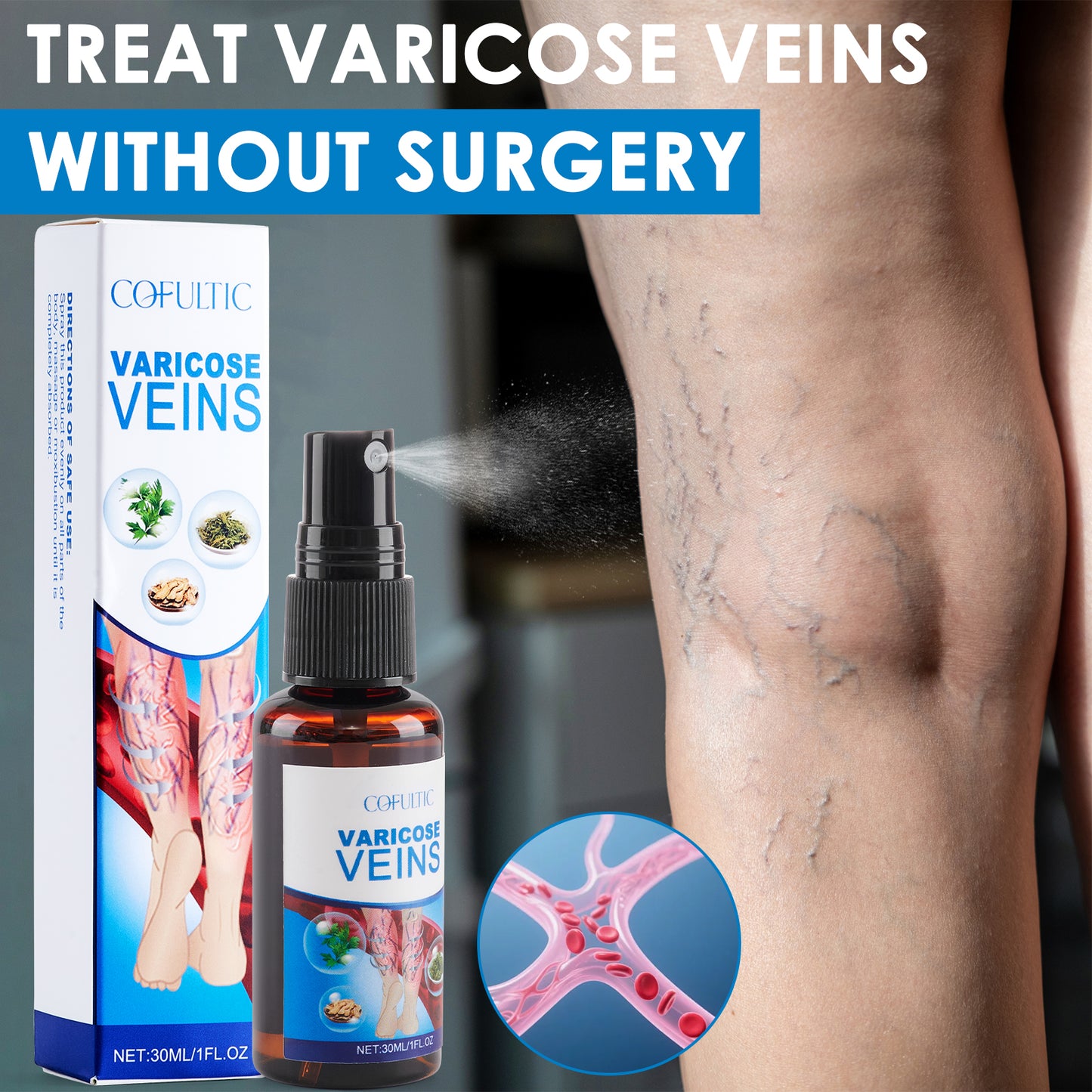 Herbal Varicose Vein Relief Spray - 30ml Leg Care & Circulation Support