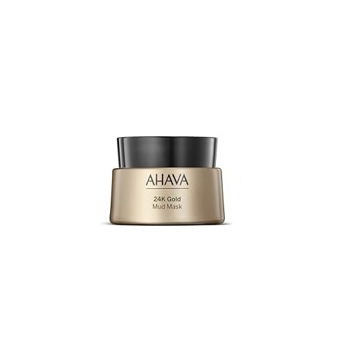 AHAVA 24K Gold Mineral Mud Mask - Luxury Mud Mask for Refined, Luminously Radiant Skin, Smoothes, Firms & Illuminates, includes 24K Gold, Osmoter, Dead Sea Mud, Matrixyl & Hyaluronic Acid, 1.7 Fl.Oz