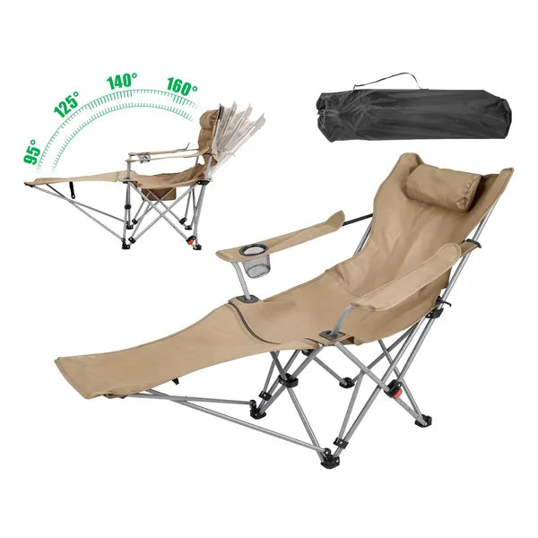 Adjustable Outdoor Reclining Camping Lounge Chair - Heavy Duty