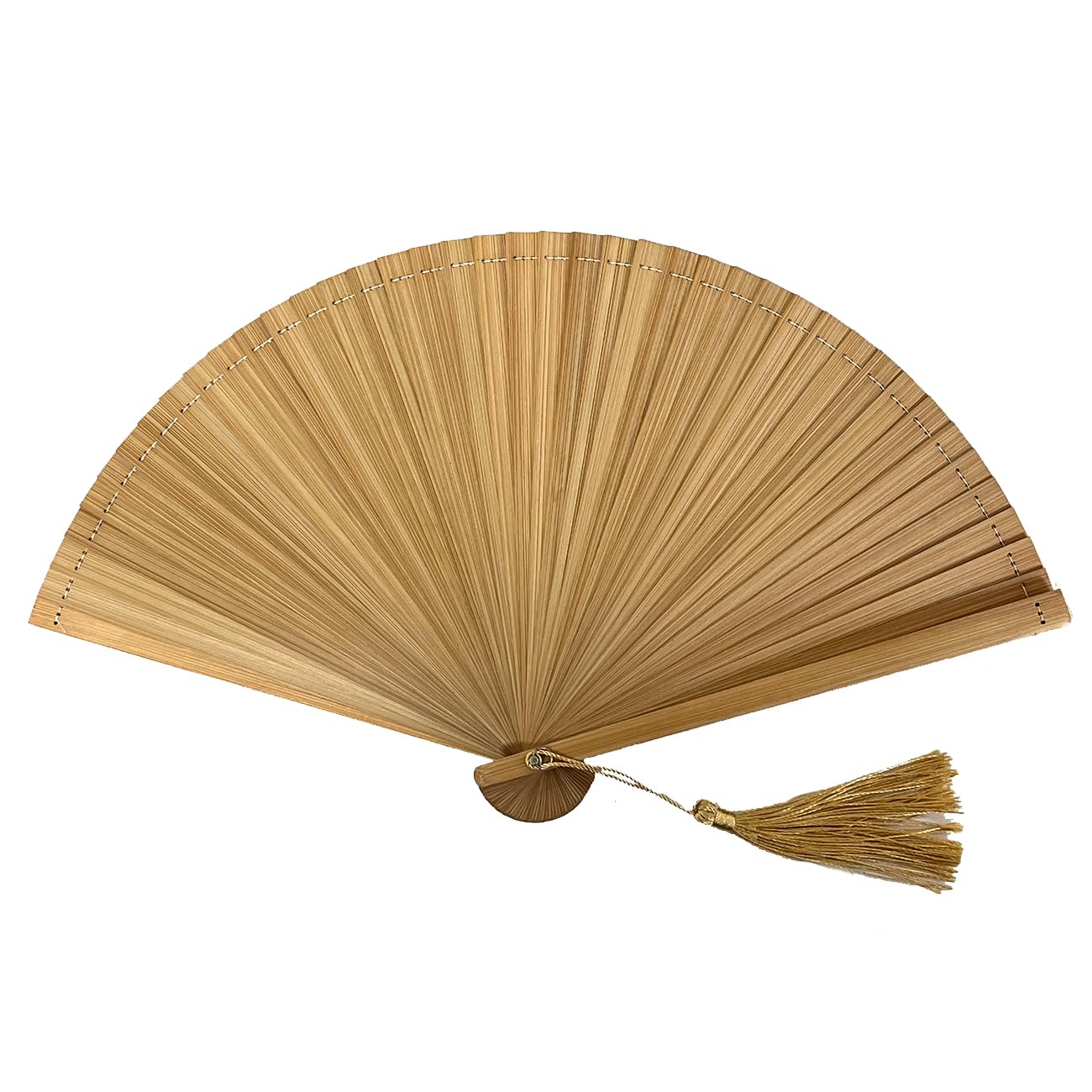 Elegant Handmade Bamboo Silk Handheld Fan - Beige