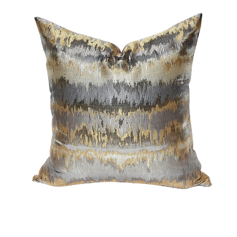 Luxurious Gray Gold Striped Pillow Cover - Modern Home Decor Cushion