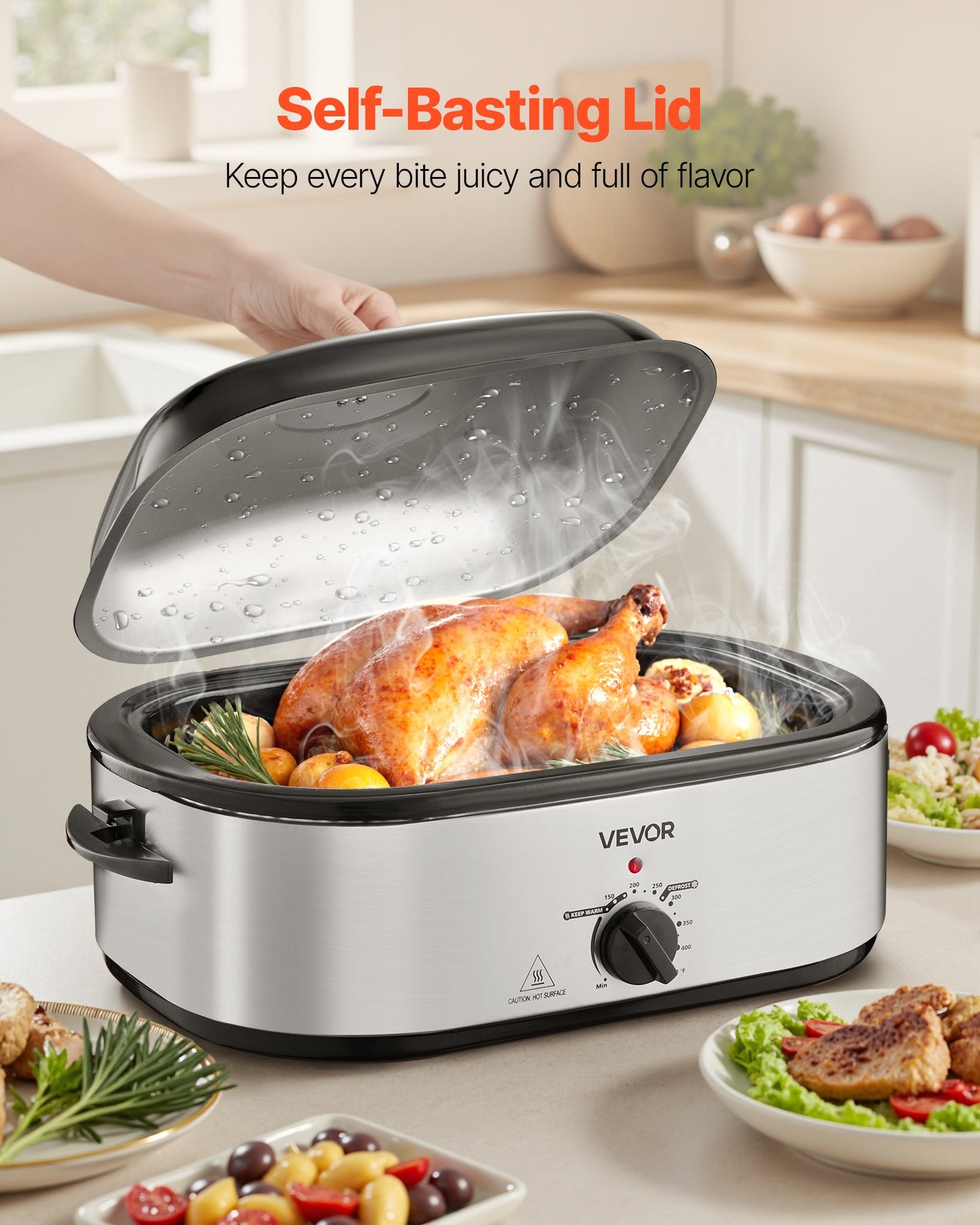 20QT Electric Roaster Oven with Self-Basting Lid - Large Kitchen Appliance