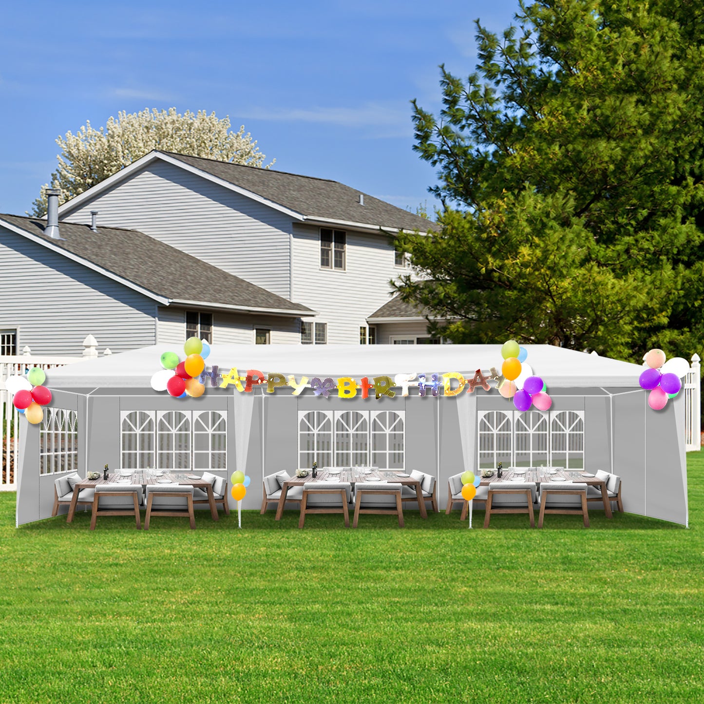 10x30ft White Outdoor Wedding Tent with Removable Sidewalls