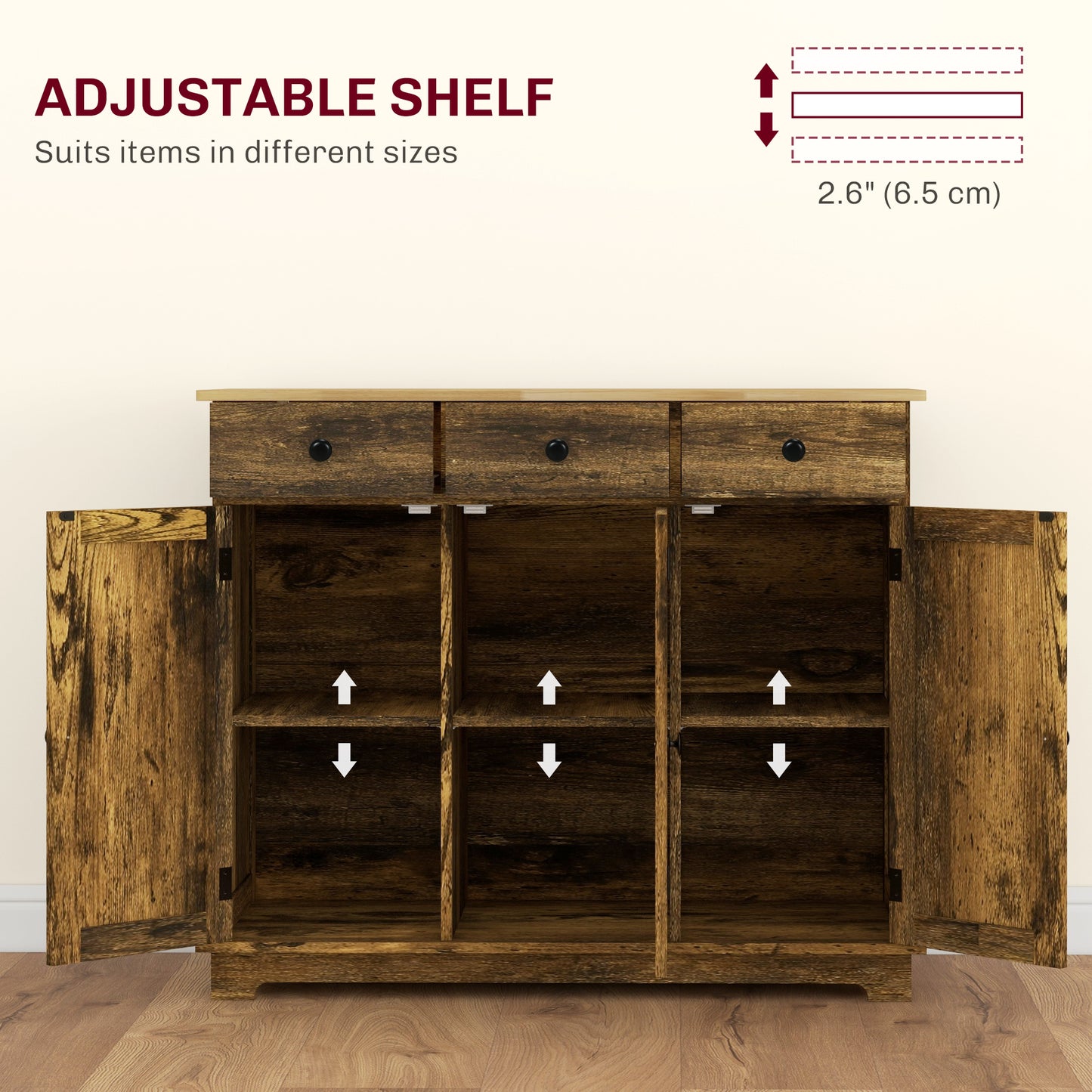 Kitchen Storage Cabinet, Sideboard Floor Cupboard with Solid Wood