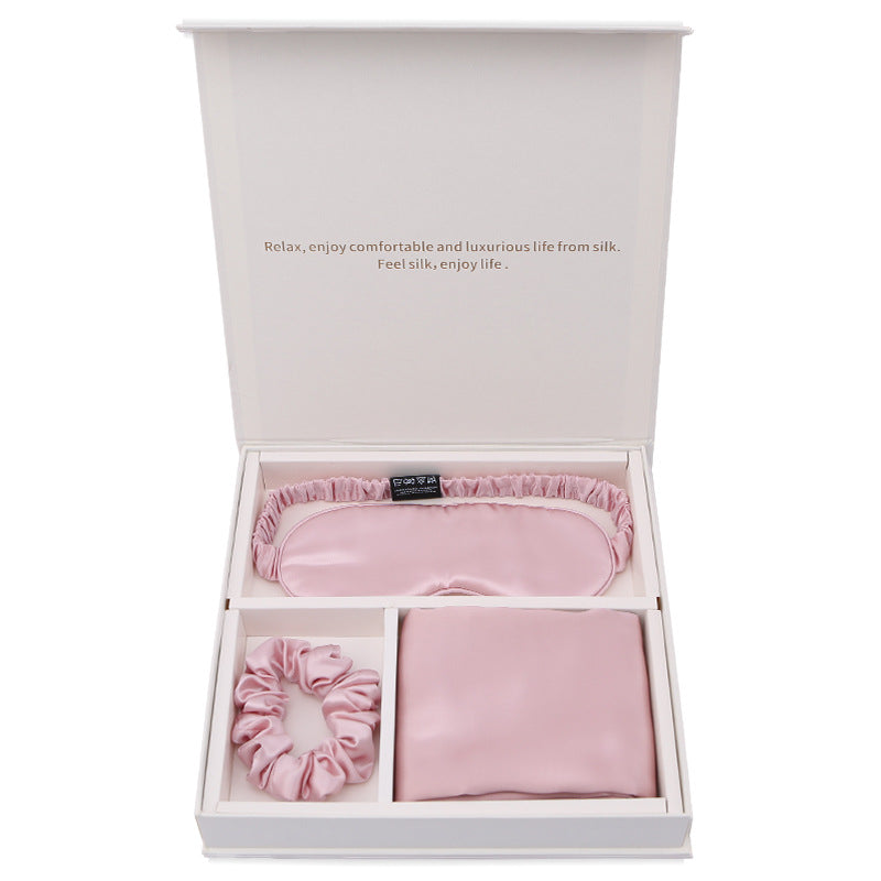 Silk Eye Mask Pillowcase Set with Hair Band - Sleep & Relaxation Gift Box