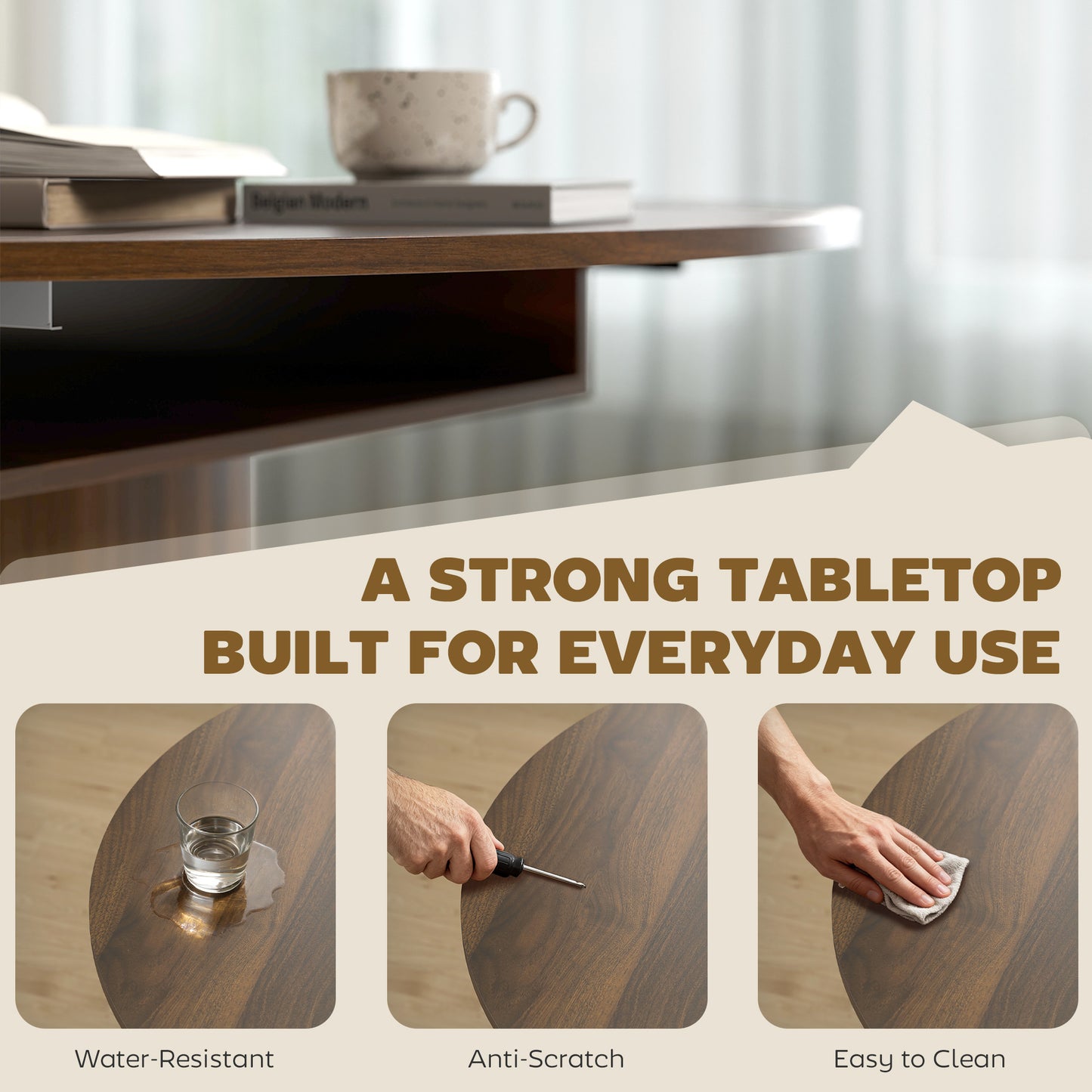 Extendable Dining Table for 6, 60" Farmhouse Kitchen with 2-Tier
