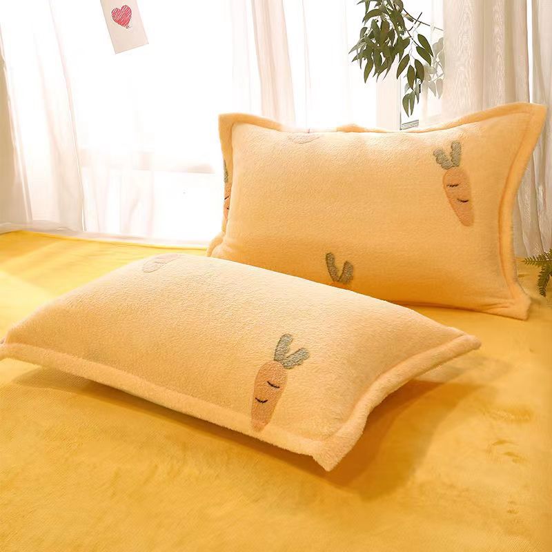 Fleece-Lined Double-Sided Winter Pillowcase - Coral Fleece, 48x74cm, Multiple Styles