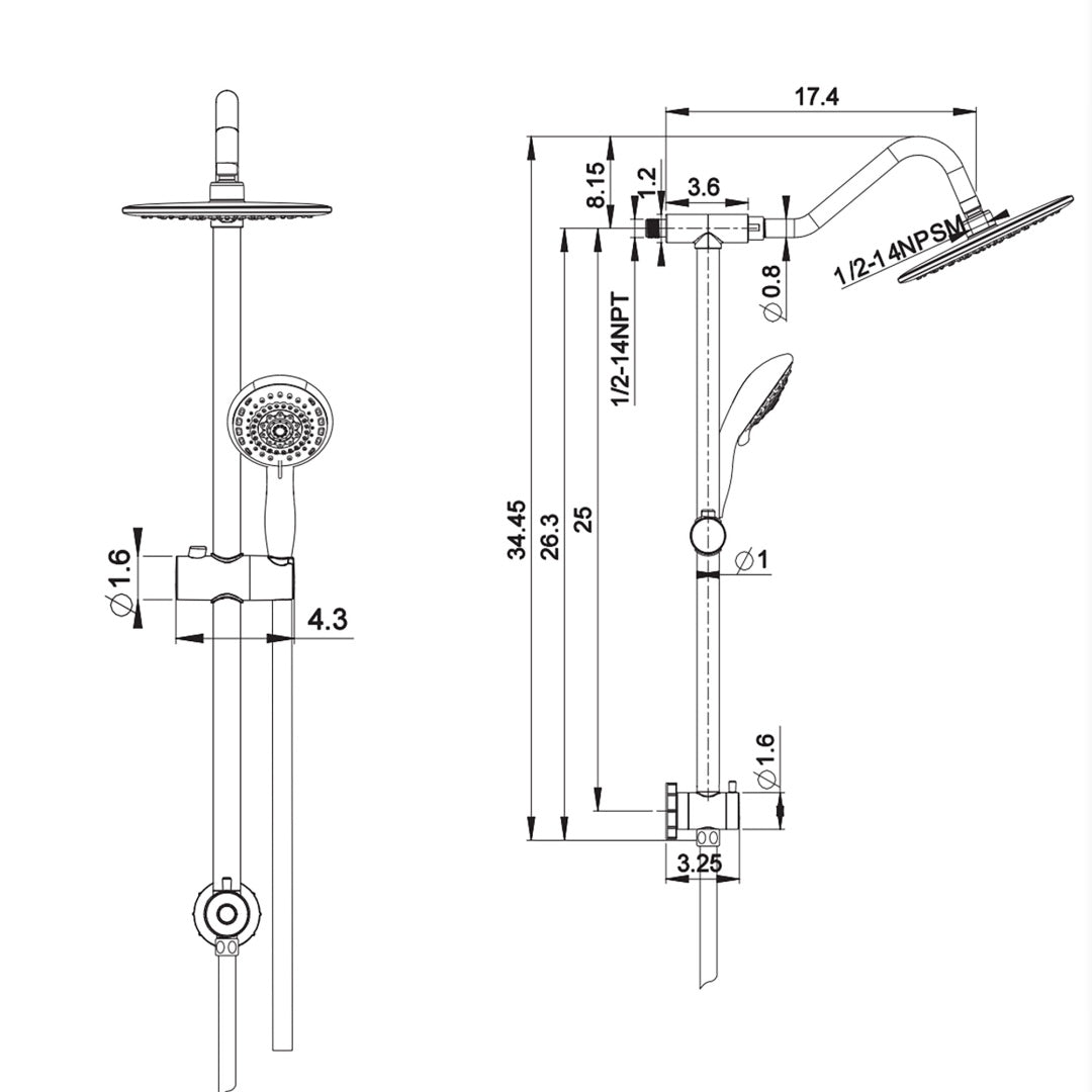 10-Inch Round Shower Set with Hand Shower - Chrome Dual Heads