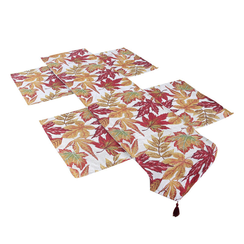 Home Decor Table Runner and Placemat Set Maple Leaf Pattern - Multiple Sizes