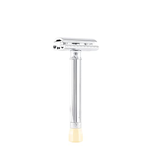 MERKUR Progress 510 Adjustable Double Edge Safety Razor - Long Handle Adjustable Razor With Dial Made in Germany Plastic-Free Closed Comb Straight Bar
