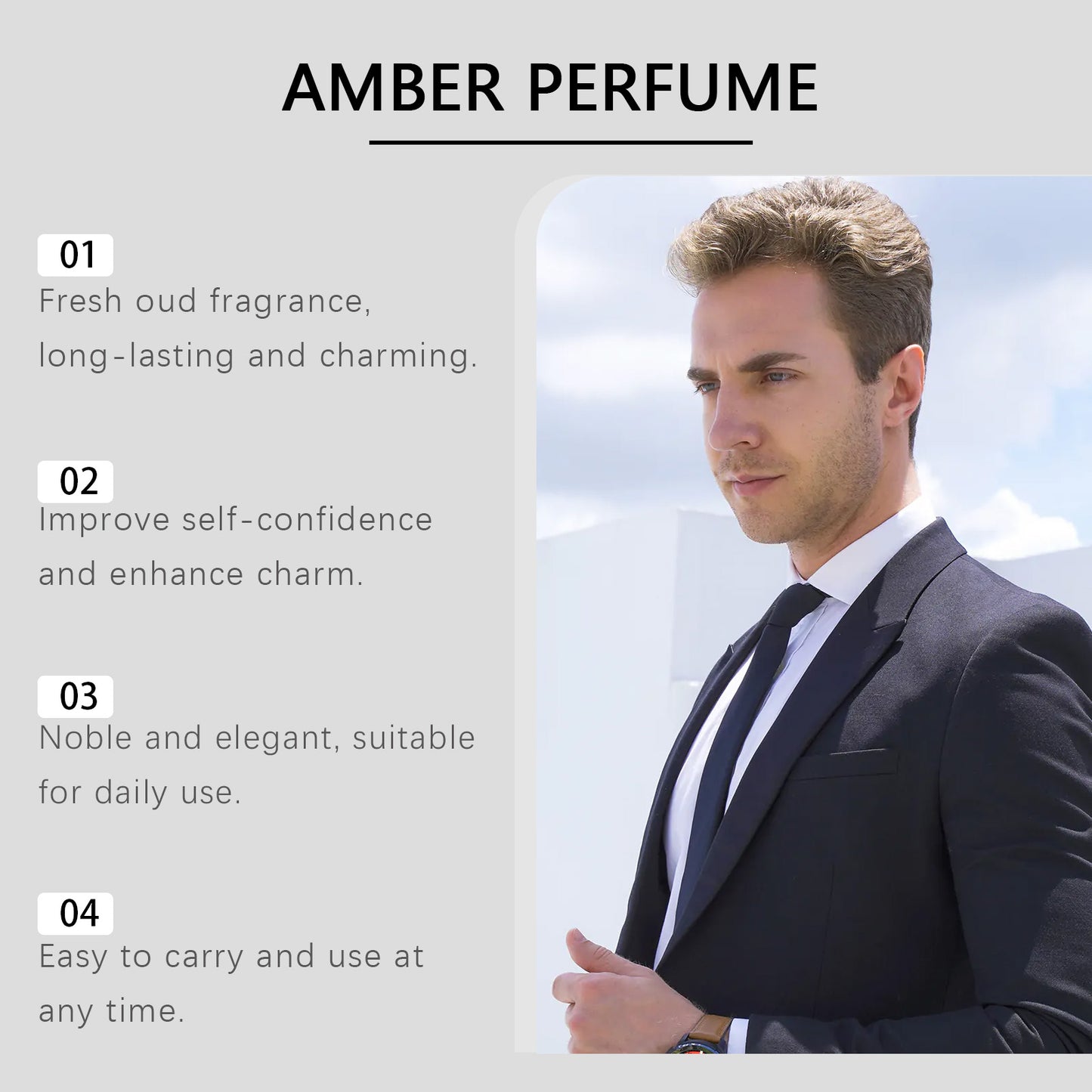 Amber & Oud Cologne for Men - Woody Fruity Long-Lasting Fragrance 50ml