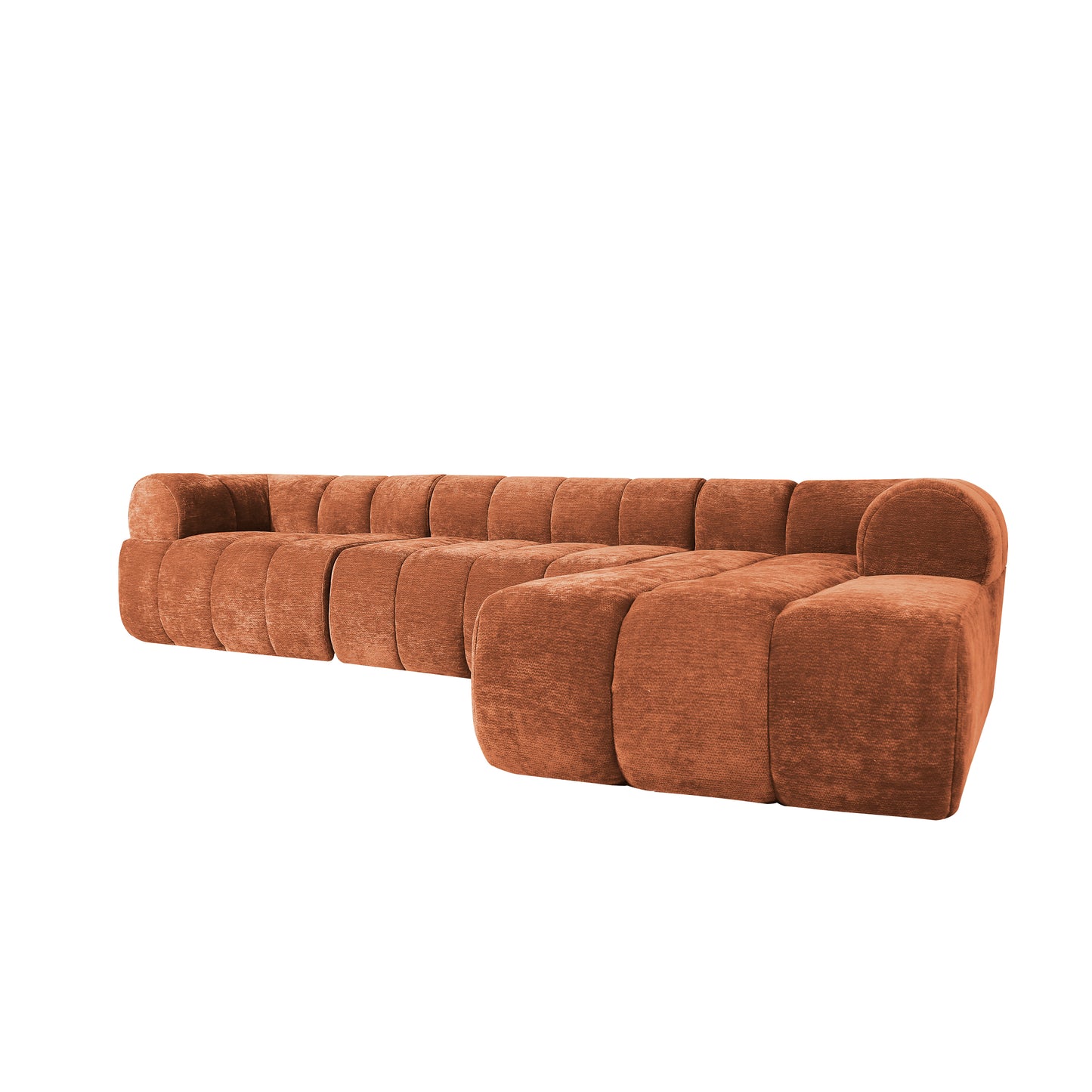 L-Shaped Sectional Sofa - 122" Orange Foam, 2-Piece Set