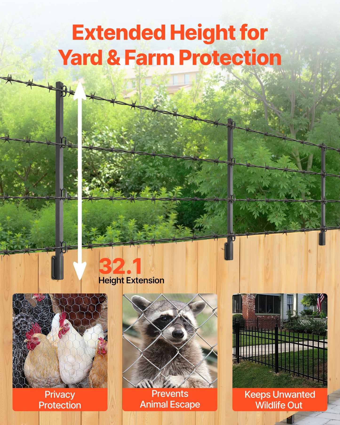 Fence Post Extender 12-Pack, 32.1-inch Fence Height Extension Arms for Garden