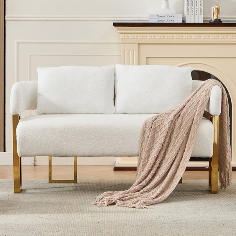 Modern Decorative Chair with Gold Metal Legs - White