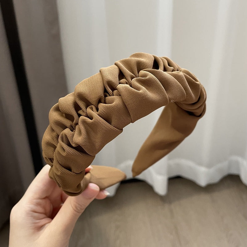Vintage Pleated Wide Edge Hair Band - Retro Hair Accessories for Women