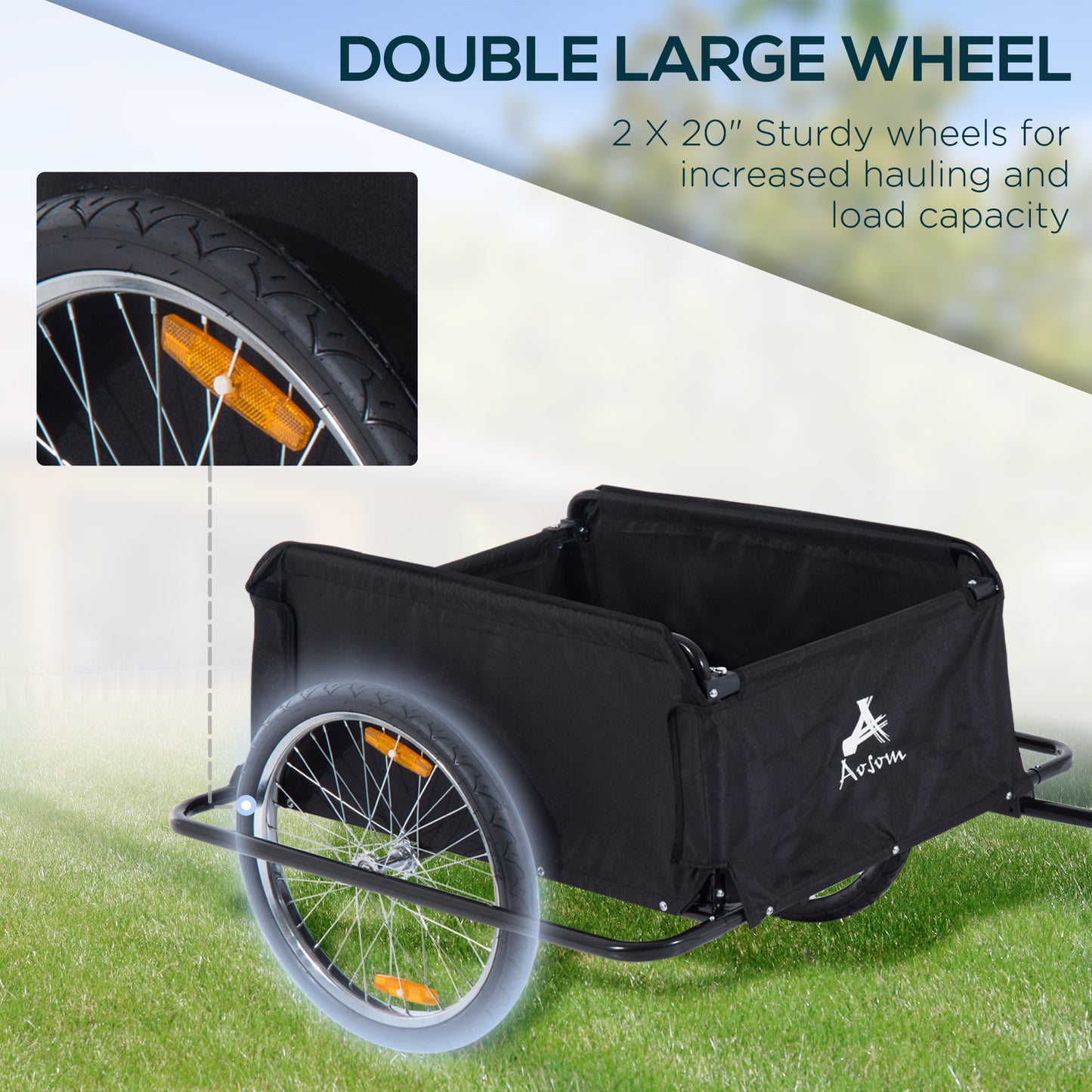 Bicycle Cargo Trailer with Removable Cover - 20" Wheels, Red