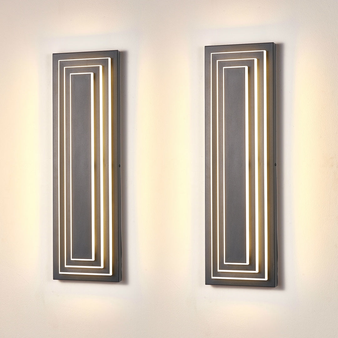 Modern Outdoor Wall Lights - 23.6 Inch LED Sconce, 2 Pack