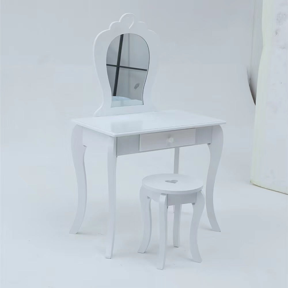 Bedroom Dressing Stool with Mirror and Vanity Storage - European Style