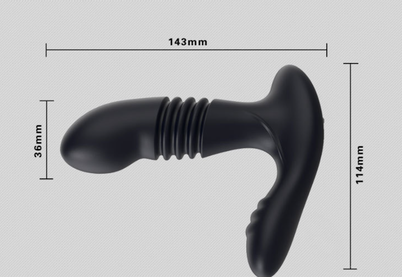 Men's Telescopic Prostate Butt Plug with Remote Control - Black