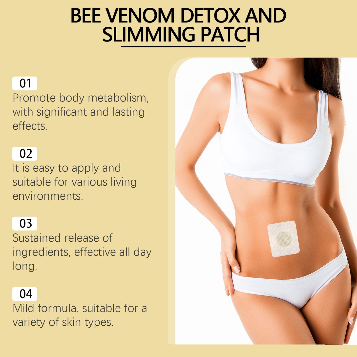 Bee Venom Slimming Patch - Herbal Belly Firming & Metabolism Support - 10 Pcs