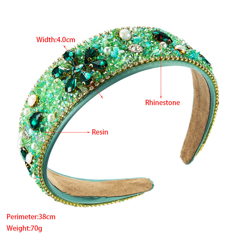Diamond Resin Cloth Headband with Wide Brim
