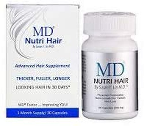MD Nutri Hair Growth Supplement con biotina (30 cápsulas) | Previene la caída del cabello, minimiza la caída del cabello, el adelgazamiento, la rotura y promueve el cabello más largo y grueso | Formul