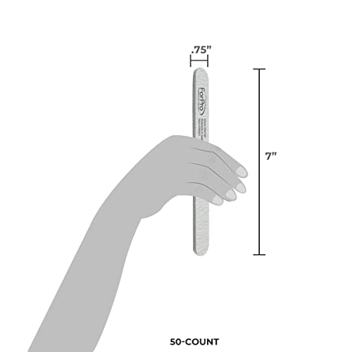 ForPro Professional Collection Zebra Foam Board, 100/180 Grit, Double-Sided Manicure Nail File, 7" L x .75" W 50-Count