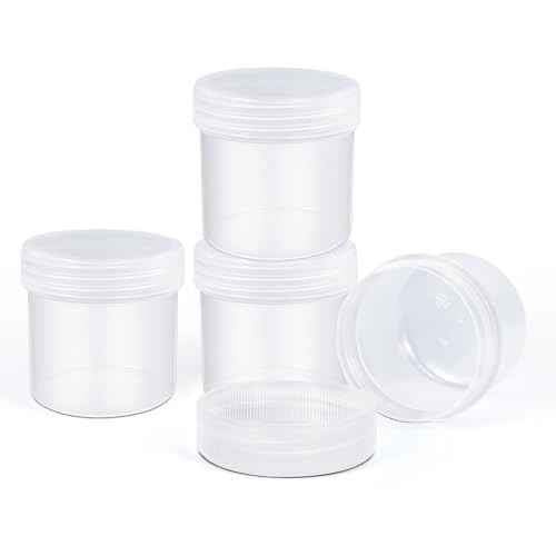 TSA Approved Wide Mouth Travel Size Containers, PP Clear Leak Proof Travel Plastic Jars with Lids for Creams Lotion Cosmetic, Jewelry Beads, Sample, Small Items Storage (1 oz, 4 Pcs)