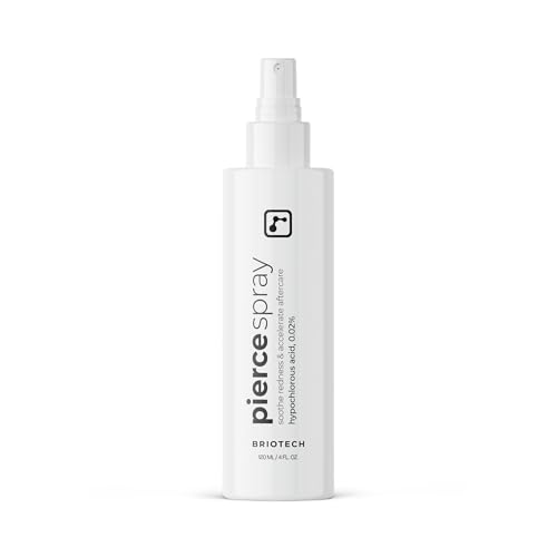 BRIOTECH Pierce Spray, Hypochlorous Acid, Gentle Piercing Aftercare, Calm Redness & Itch, Reduce Bumps, HOCl Saline Spray, Contact Free, No Rinse or Residue, Alcohol Free, 4 fl oz