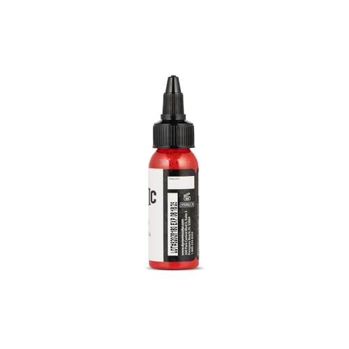 Dynamic Color Co- Fire Red Tattoo Ink, Made in USA, Sterilized, Vibrant, Vegan, Since 1990, (1oz Bottle)