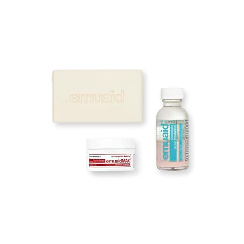 EMUAID Acne Erasing Trio - Therapeutic Moisture Bar, Overnight Acne Solution, EMUAIDMAX First Aid Ointment - Skincare Set Targets Cystic Acne, Clears Blackheads, Helps Improve Acne Scars & Blemishes