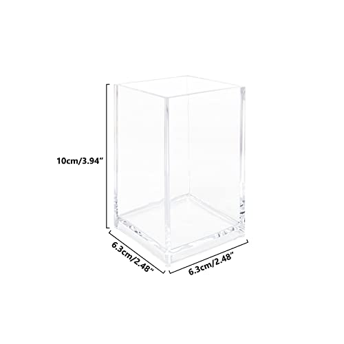 3 Pack Clear Acrylic Cosmetic Pencil Pen Holder Cup, Clear Makeup Brush Holder, Desk Acrylic Brushes Storage