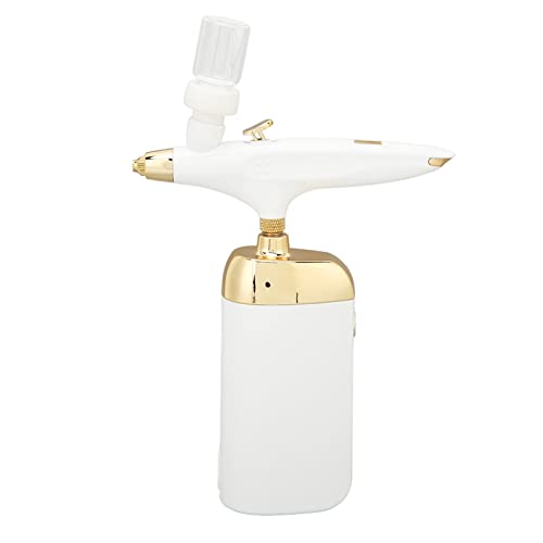 Oxygen Facial Airbrush Portable Makeup Skin Care Nano Mist Sprayer Device with Adjustable Atomization for Beauty Salon Home Use ABS Material 5ml Liquid Cup (White Set)
