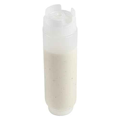 Restaurantware First In First Out 16 Ounce Condiment Squeeze Bottle 6 Refillable Lid FIFO Squeeze Bottle - Precision Dispensing Tip Flexible Clear Plastic Squeeze Bottle For Sauces