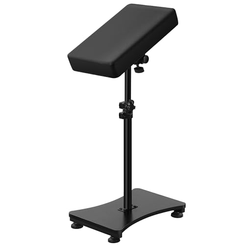 POARMEEY Tattoo Arm Rest Stand with Adjustable Height and Angle for Tattoo Studio Armrest for Tattooing with Soft Pillow,Stylish and Stable Wood Grain Base