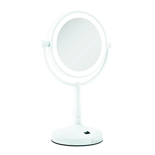 Zadro 9" Round LED Makeup Mirror with Lights and Magnification 5&10X/1X AA Battery Operated Swivel Lighted Makeup Mirror