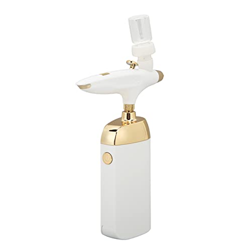 Oxygen Facial Airbrush Portable Makeup Skin Care Nano Mist Sprayer Device with Adjustable Atomization for Beauty Salon Home Use ABS Material 5ml Liquid Cup (White Set)