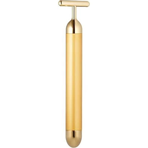 Angel Kiss Beauty Bar Energy Face Massager - 24k Golden T-Shape Pulse Electric Vibration Facial Self Skin Care Tool - Birthday Valentines Day Christmas Gifts for Her, Mom