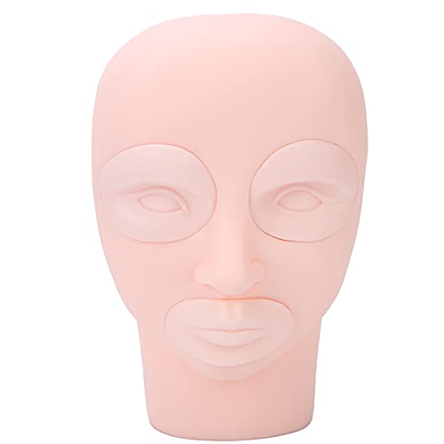 Flat Microblading Mannequin Head with Removable Eye and Lip, Soft-Touch Silicone Fake Facial Tattoo Skin Practice Head for Microblading Practice Permanent Makeup