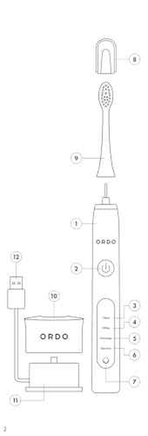 ORDO Sonic+ Electric Toothbrush with Case, Sonic Toothbrushes for Adults, Charging Travel Case, 4 Brushing Modes, Fast Rechargeable Battery, Silicone Polishing, USB Charger, White