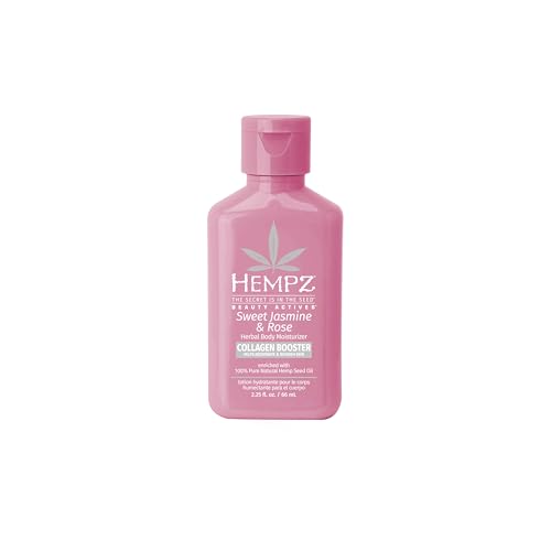 Hempz Mini Collagen-Infused Jasmine & Rose Body Moisturizer, 2.25 oz - Paraben-Free, Vegan, Cruelty-Free