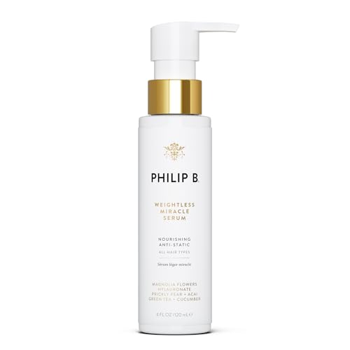 PHILIP B. Weightless Miracle Serum, Leave-In Hair Conditioner Treatment, 4 Fl Oz (120 mL) - Conditions Dry, Damaged Strands with Hyaluronic Acid, Smooth Frizz and Prevent Damage