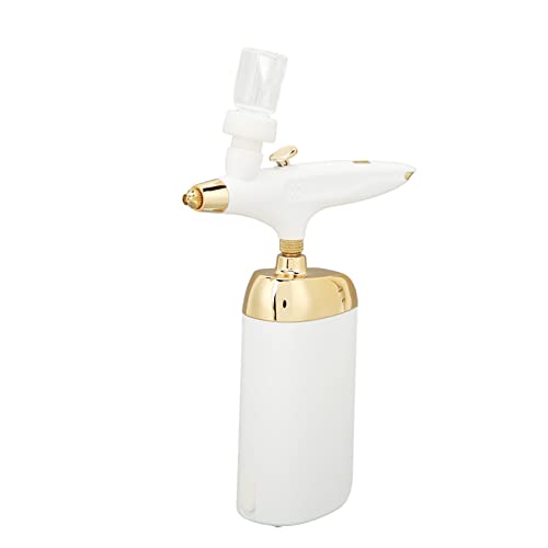 Oxygen Facial Airbrush Portable Makeup Skin Care Nano Mist Sprayer Device with Adjustable Atomization for Beauty Salon Home Use ABS Material 5ml Liquid Cup (White Set)