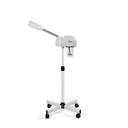 Professional Facial Steamer with Hot Mist Function, Stand Facial Steamer On Wheels, Height Adjustable & 360¡Æ Rotatable Nozzle, Use at Home & Salon SPA