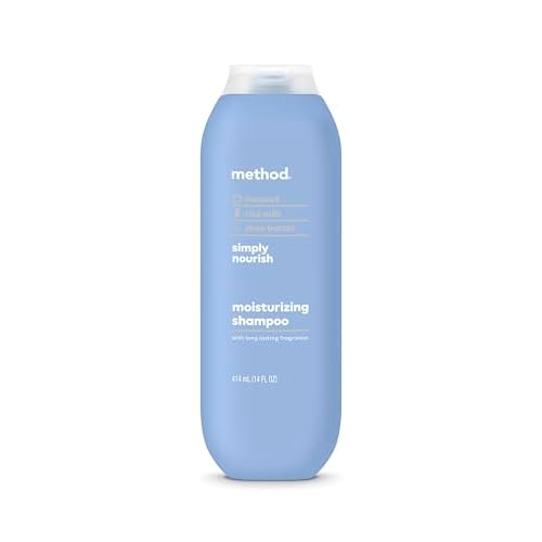 Method Moisturizing Shampoo, Simply Nourish with Shea Butter, Coconut, and Rice Milk Scent Notes, Paraben and Sulfate Free, 14 oz (Pack of 1)