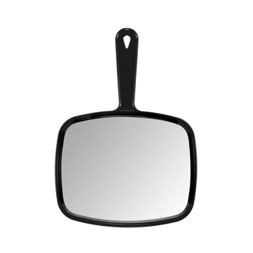PROTECLE Hand Mirror,9.3" L x 6.7" W Salon Barber Hairdressing Handheld Mirror with Handle, Square Black